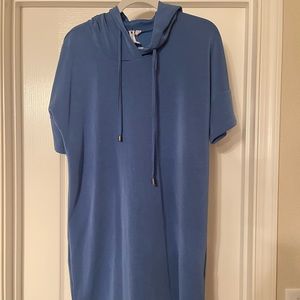 Cable and Gauge suede hooded dress